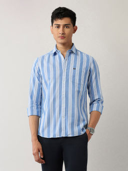 Arrow Sports - Men's Vertical Striped Slim Fit Shirt-Blue