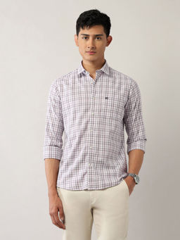 Arrow Sports - Men's Pure Cotton Slim Fit Herringbone Shirt-Pink