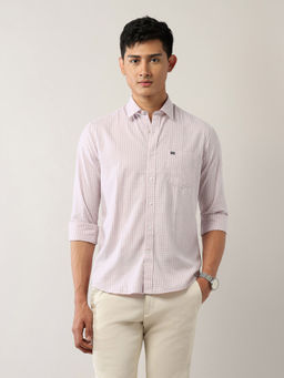 Arrow Sports - Men's Pure Cotton Slim Fit Herringbone Shirt-Pink