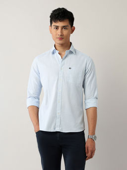 Arrow Sports - Men's Pure Cotton Slim Fit Herringbone Shirt-Blue