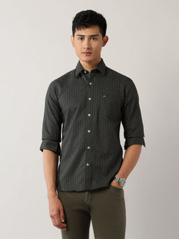 Arrow Sports - Men's Printed Slim Fit Shirt-Green