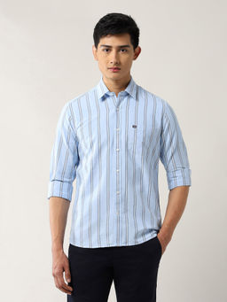 Arrow Sports - Men's Vertical Striped Pure Cotton Shirt-Blue