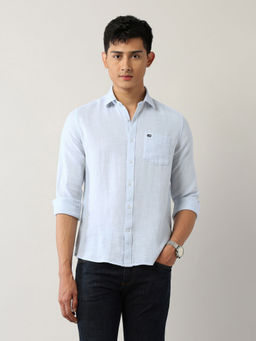 Arrow Sports - Men's Pure Cotton Slim Fit Dobby Shirt-Light Blue