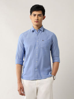 Arrow Sports - Men's Slim Fit Pure Cotton Oxford Shirt-Blue
