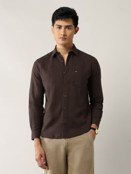 Arrow Sports - Men's Slim Fit Pure Linen Shirt-Brown