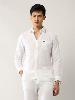 Arrow Sports - Men's Slim Fit Pure Linen Shirt-White