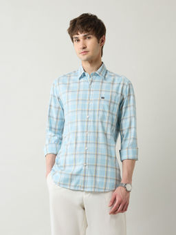 Arrow Sports - Men's Pure Cotton Slim Fit Twill Shirt-Blue