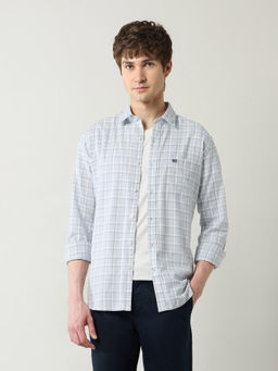Arrow Sports - Men's Grid Tattersall Checked Slim Fit Shirt-Grey