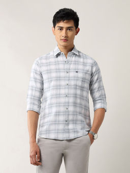 Arrow Sports - Men's Plaid Checked Slim Fit Shirt-Grey