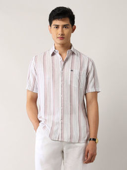 Arrow Sports - Men's Vertical Striped Regular Fit Shirt-Pink