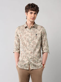 U.S. Polo Assn. Denim Co. - Men's All-Over Printed Pure Cotton Shirt