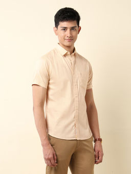 U.S. POLO ASSN. - Men's Pure Cotton Tailored Fit Dobby Shirt-Yellow