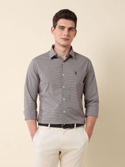 U.S. POLO ASSN. - Men's Micro Checked Tailored Fit Shirt-White