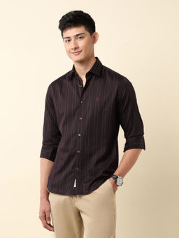 U.S. POLO ASSN. - Men's Vertical Striped Tailored Fit Shirt-Wine