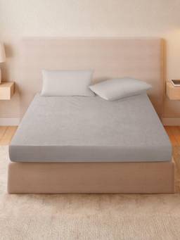 Welspun - Welprotect Polyester Solid King Mattress Protector Soft, Durable & Allergen Safe Grey