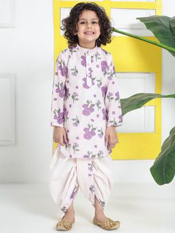 Little Bansi - Pink Floral Regular Kurta with Dhoti