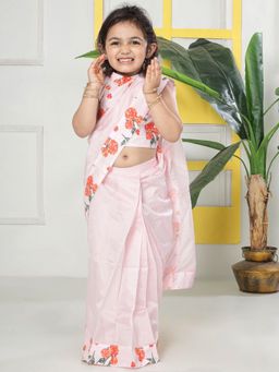 Little Bansi - Pink Floral Wrap Blouse with Saree