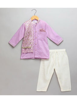 The Little Tales - Purple Woven Regular Kurta with Pyjama
