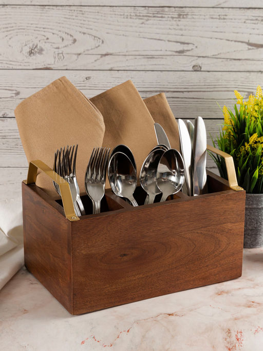 Metalsmith Elegant Wooden Cutlery Holder-Medium