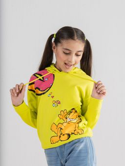 Spunkies - Neo Green Garfield Print Hoodie