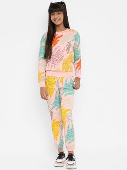 Spunkies - All Over Printed Sweatshirt & Joggers - Pink (Set of 2)