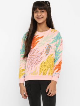 Spunkies - Girls All Over Printed Sweatshirt - Pink
