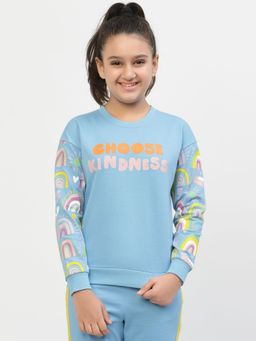 Spunkies - Girls Kindness Organic Cotton Sweatshirt - Blue