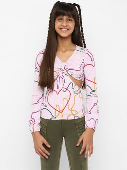 Spunkies - Girls Full Sleeve Printed Top - Pink