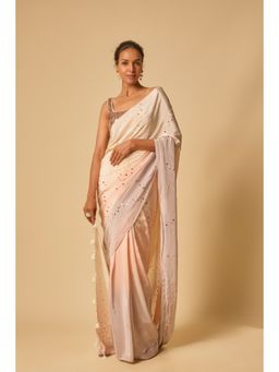 Masumi Mewawalla - Beige Ombre Sequin Embroidered Pre Draped Saree and Stitched Blouse