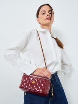 Styli - Women's Quilted Bucket Bag - Maroon