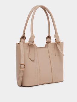 Styli - Women's PU Hardware Tote Bag - Beige