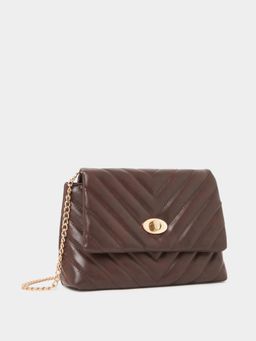 Styli - Women's Quilted Sling Bag - Brown