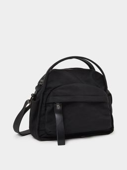 Styli - Women's Smooth Zip-Top Handbag With Detachable Strap - Black