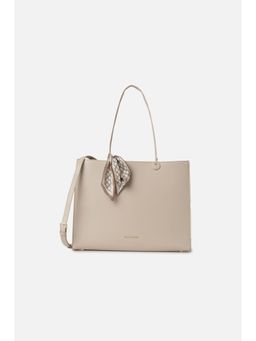 Van Heusen - Women Beige Solid Formal Tote Bag With Detachable Strap