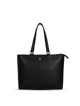 Tommy Hilfiger - Solid Black Polyurethane Tote Bag