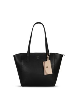 Tommy Hilfiger - Solid Black Polyurethane Tote Bag