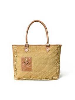 MaheTri - Beige Boho Chic Canvas Tote Bag