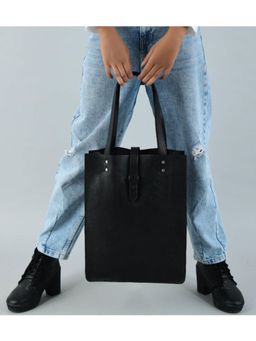 MaheTri - Ebony Elegance Leather Tote Bag