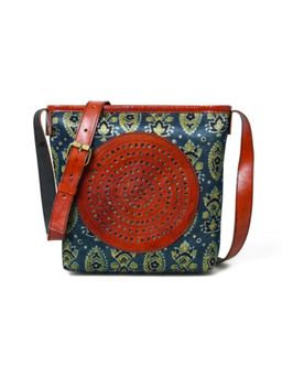 MaheTri - Heritage Ajrakh Leather Tote Bag