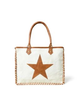 MaheTri - Star Upcycled Canvas Shoulder Tote Bag