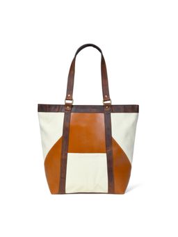 MaheTri - Geometric Design Leather Tote Bag