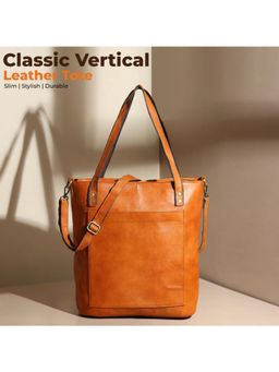 MaheTri - Classic Vertical Leather Tote Bag