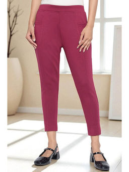 Elleven - Womens Purple Solid Mid Rise Tights in Calf Length