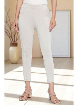 Elleven - Womens Tan Solid Mid Rise Tights in Calf Length