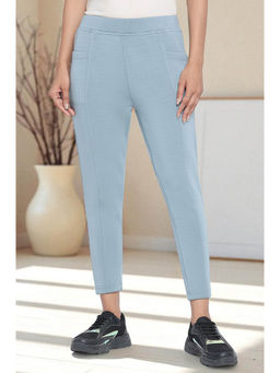 Elleven - Womens Grey Solid Mid Rise Tights in Calf Length
