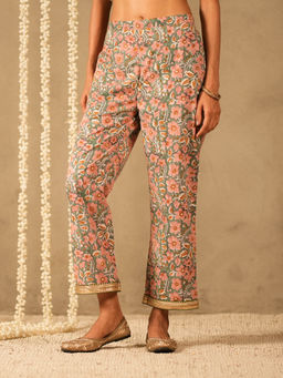 Akiso - Green Floral Printed Straight Pants