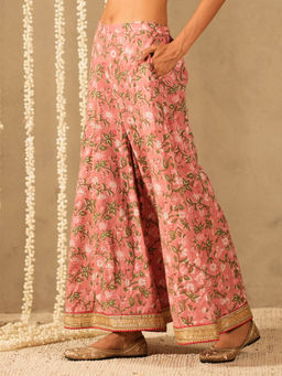 Akiso - Pink Floral Printed Sharara Pants