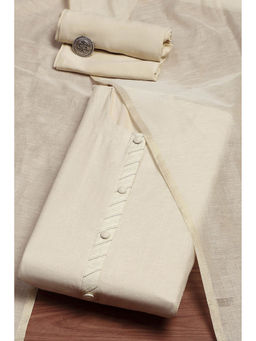 Biba - Beige Tissue Applique Unstitched Dress Material