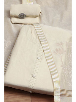 Biba - Beige Tissue Applique Unstitched Dress Material