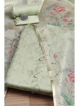 Biba - Green Cotton Printed Unstitched Dress Material